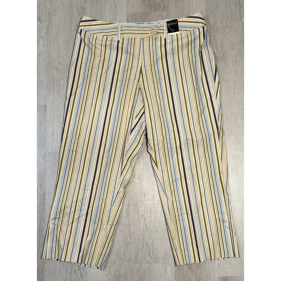 Lane Bryant Pants - Lane Bryant Straight Cropped Pants Women Size 16 Beige Green Twill Linen NWT